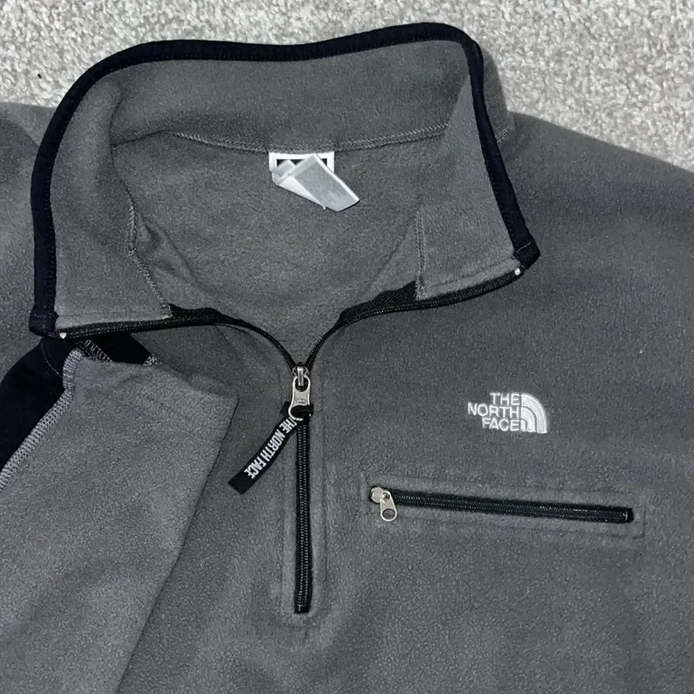 North Face Gray Black men’s fleece t neck hiking trail sweatshirt sweater XL